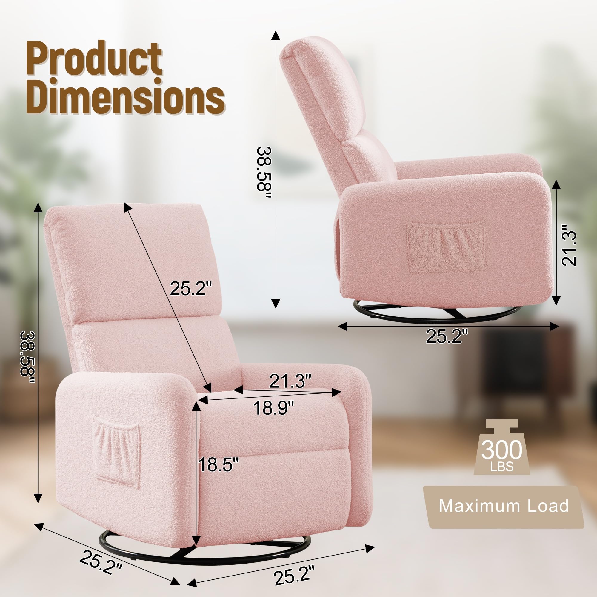 360° Swivel Glider Rocking Chair