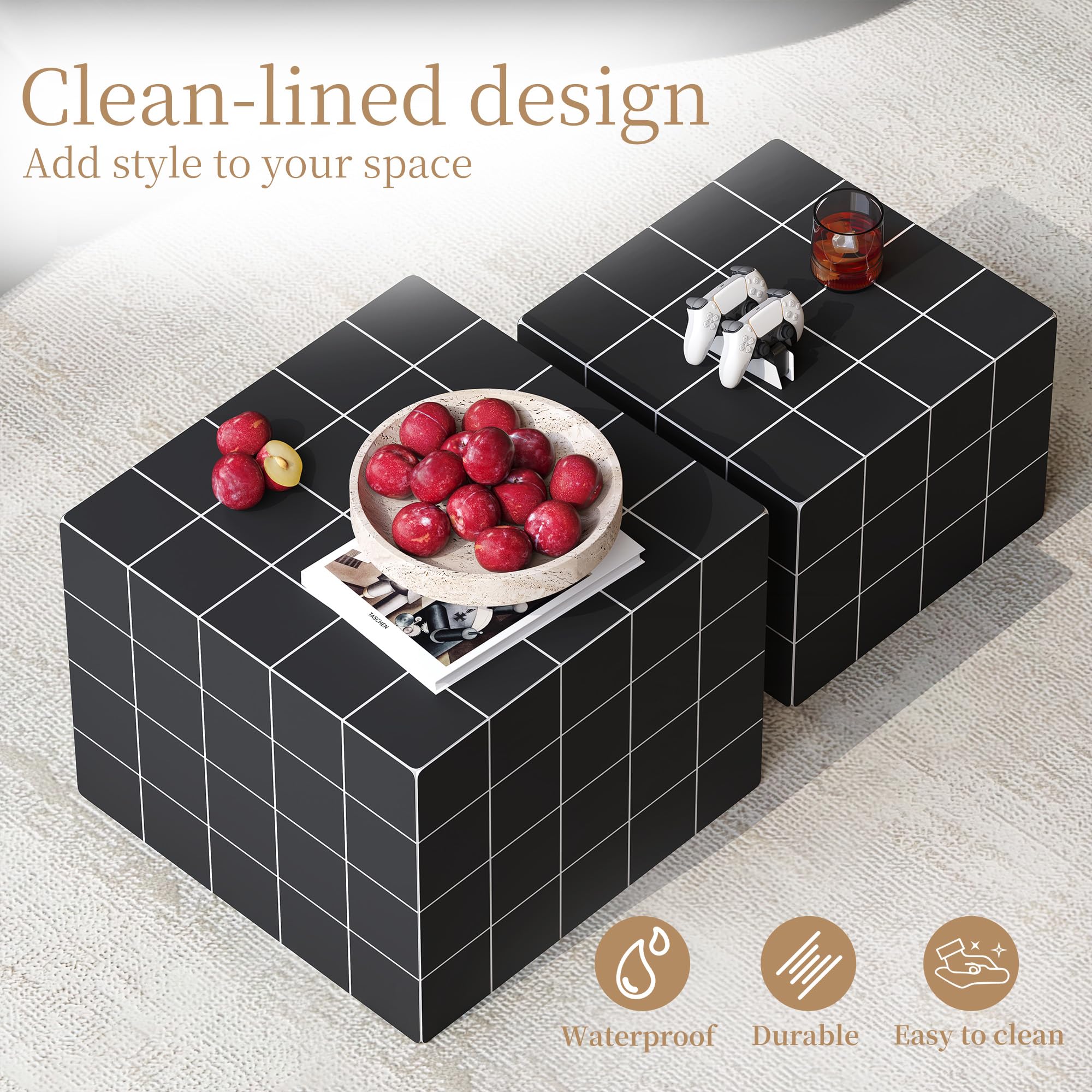 Square Nesting Coffee Table Set of 2