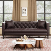Chesterfield Faux Leather Sofa 3-Seater with Deep Seat
