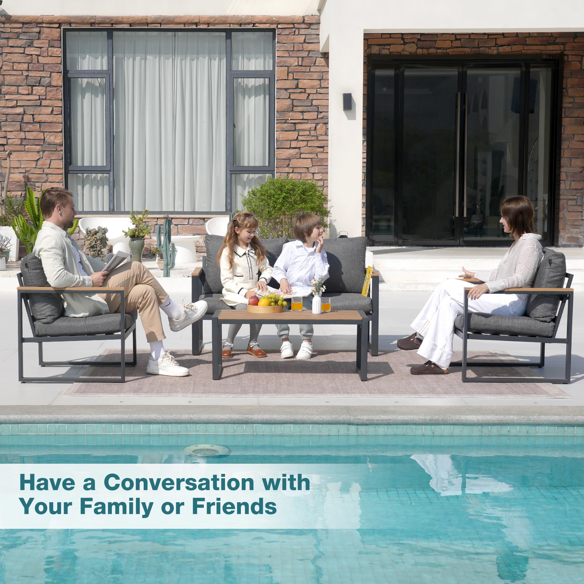 4-Piece Patio Conversation Set with Coffee Table