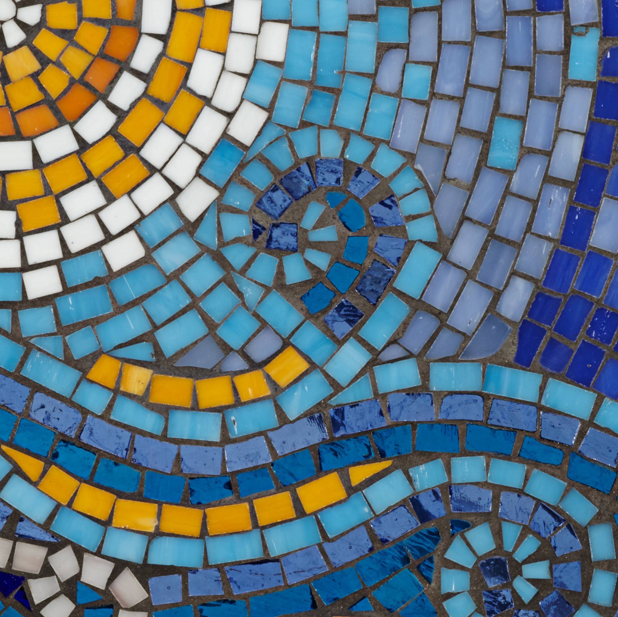 Ocean Scene Mosaic Round Outdoor Accent Tables Set of 2