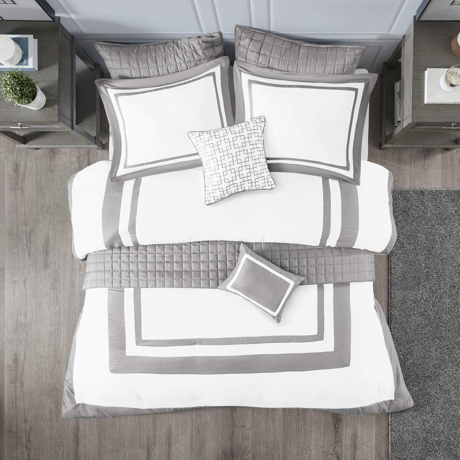 Seersucker Comforter and Coverlet Set King 8 Piece