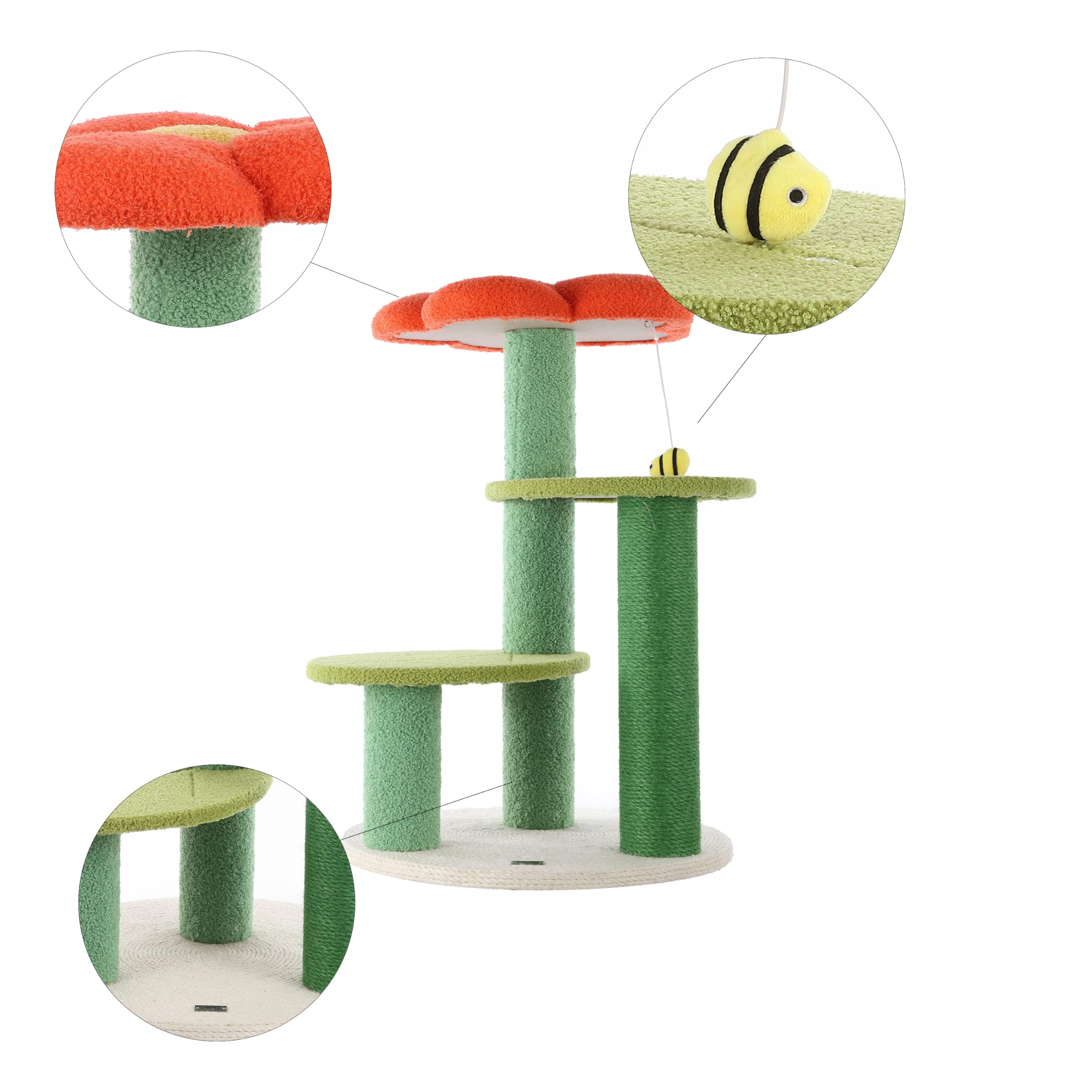 3-Tier Flower Cat Tree with Scratching Posts