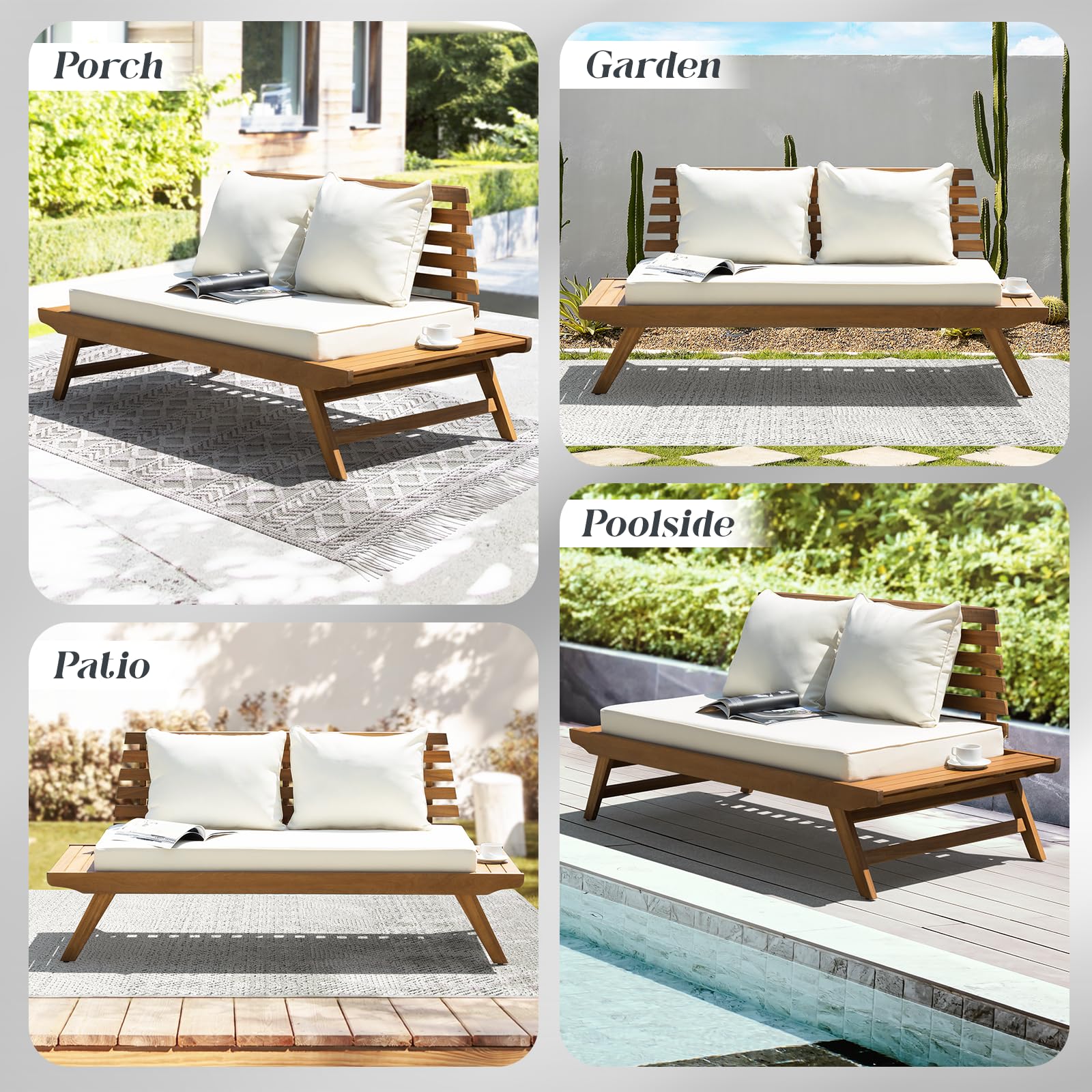 Acacia Patio Loveseat - 800lbs Capacity FSC Certified 2 Seater Outdoor Sofa