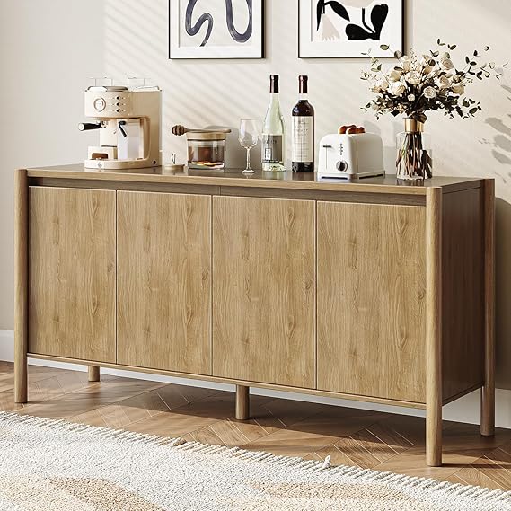 59" Mid Century Sideboard Cabinet with 4 Doors