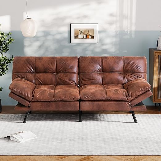 Convertible Futon Sofa Bed with Memory Foam
