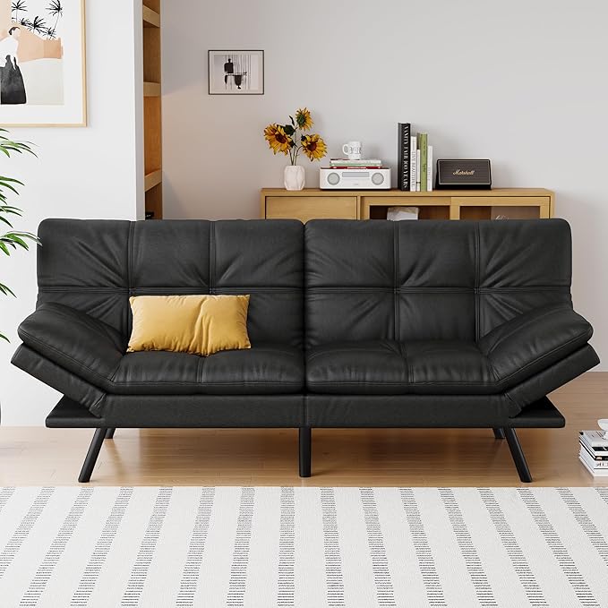 71" Futon Sofa Bed - Convertible Couch with Memory Foam