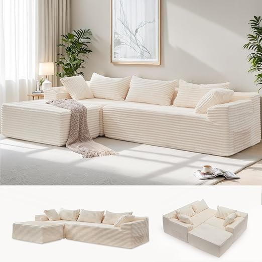110" L-Shaped Modular Sectional Sofa with Chaise