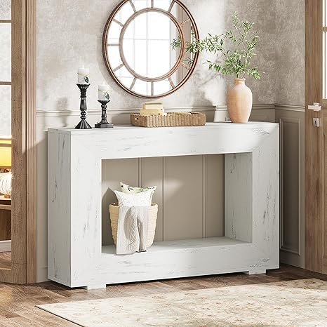 Farmhouse Console Table with Storage 47 Inches