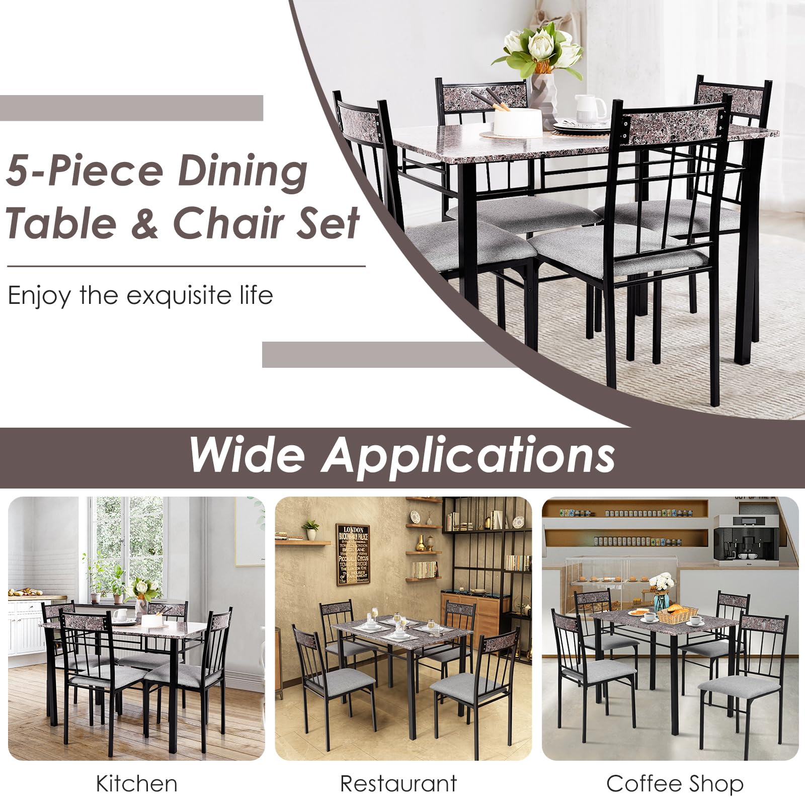 Faux Marble Dining Set for 4