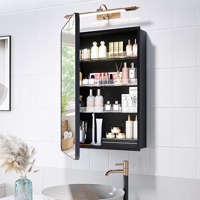 Recessed Medicine Cabinet with Mirror - 16 x 24 Inch Wall Mount Storage
