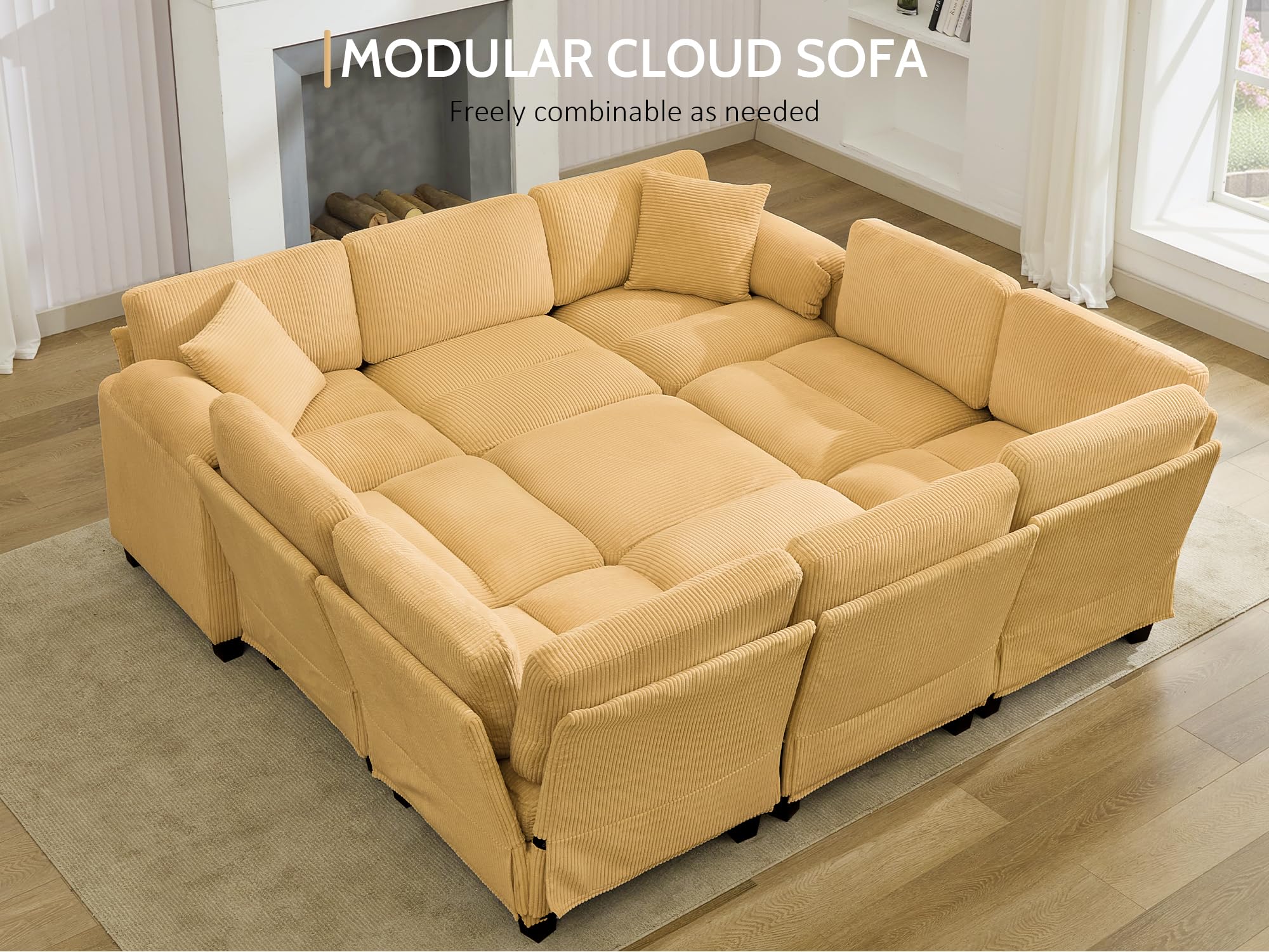 88'' U-Shaped Modular Sectional Cloud Couch