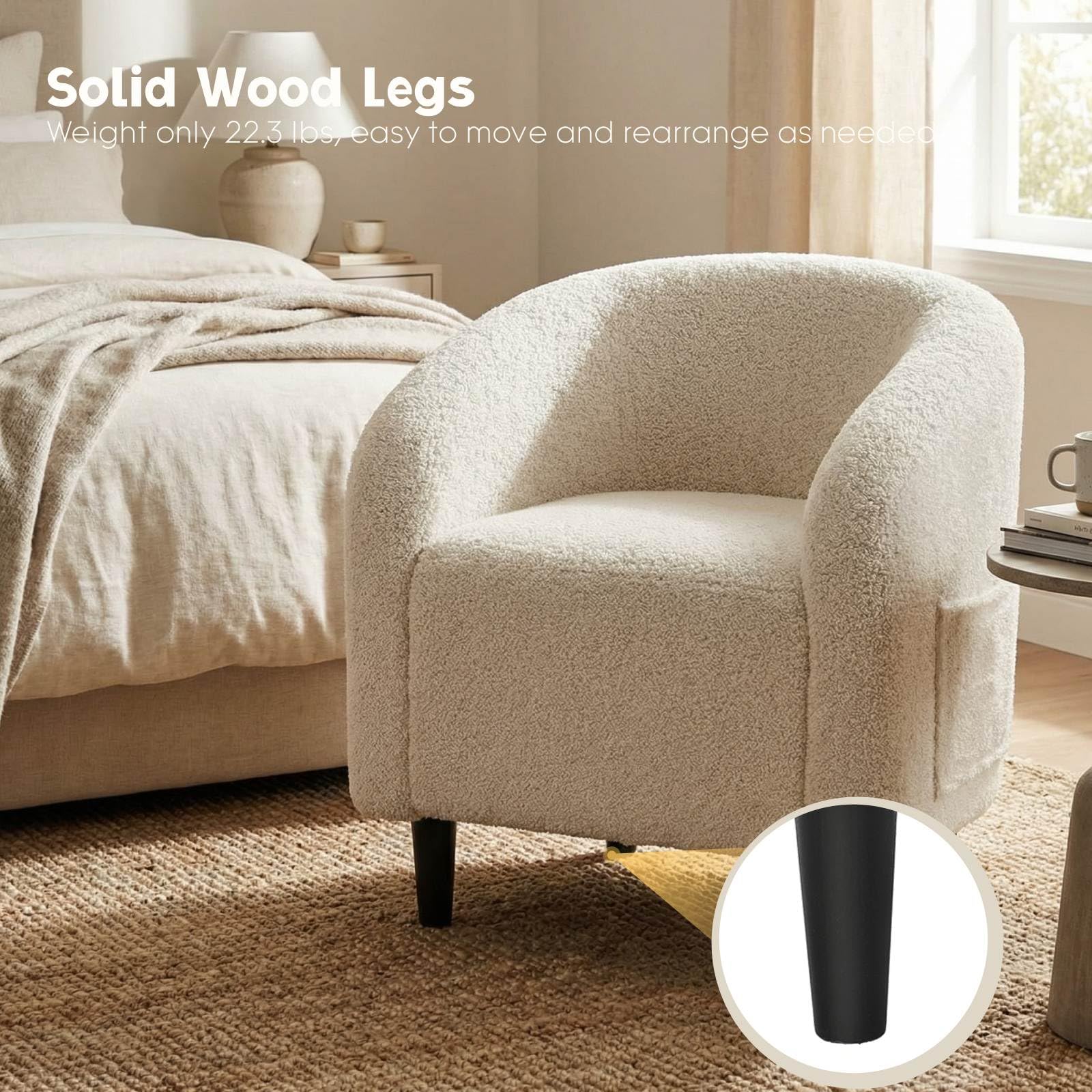 Modern Accent Barrel Chair with Side Pocket