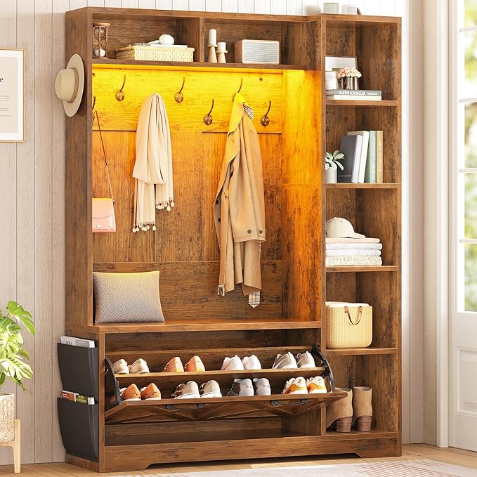 Hall Tree with Shoe Storage Bench and Coat Rack