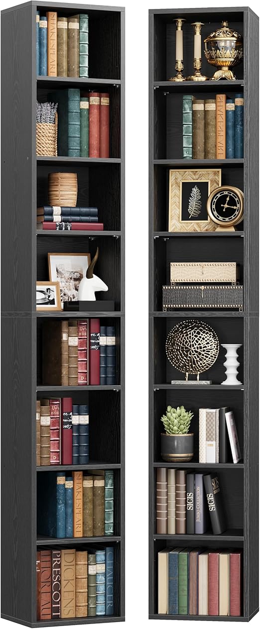 8-Tier Tall Narrow Bookshelf