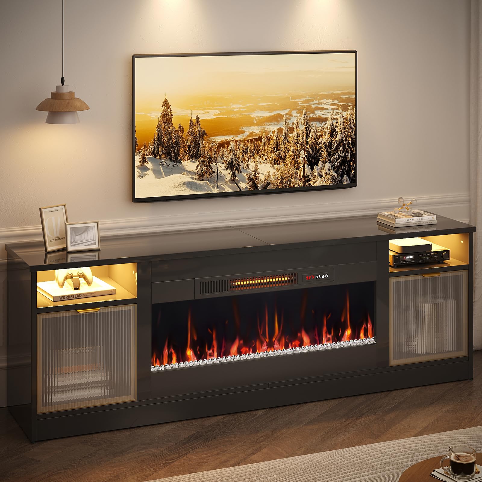 70" Fireplace TV Stand with LED Lighting