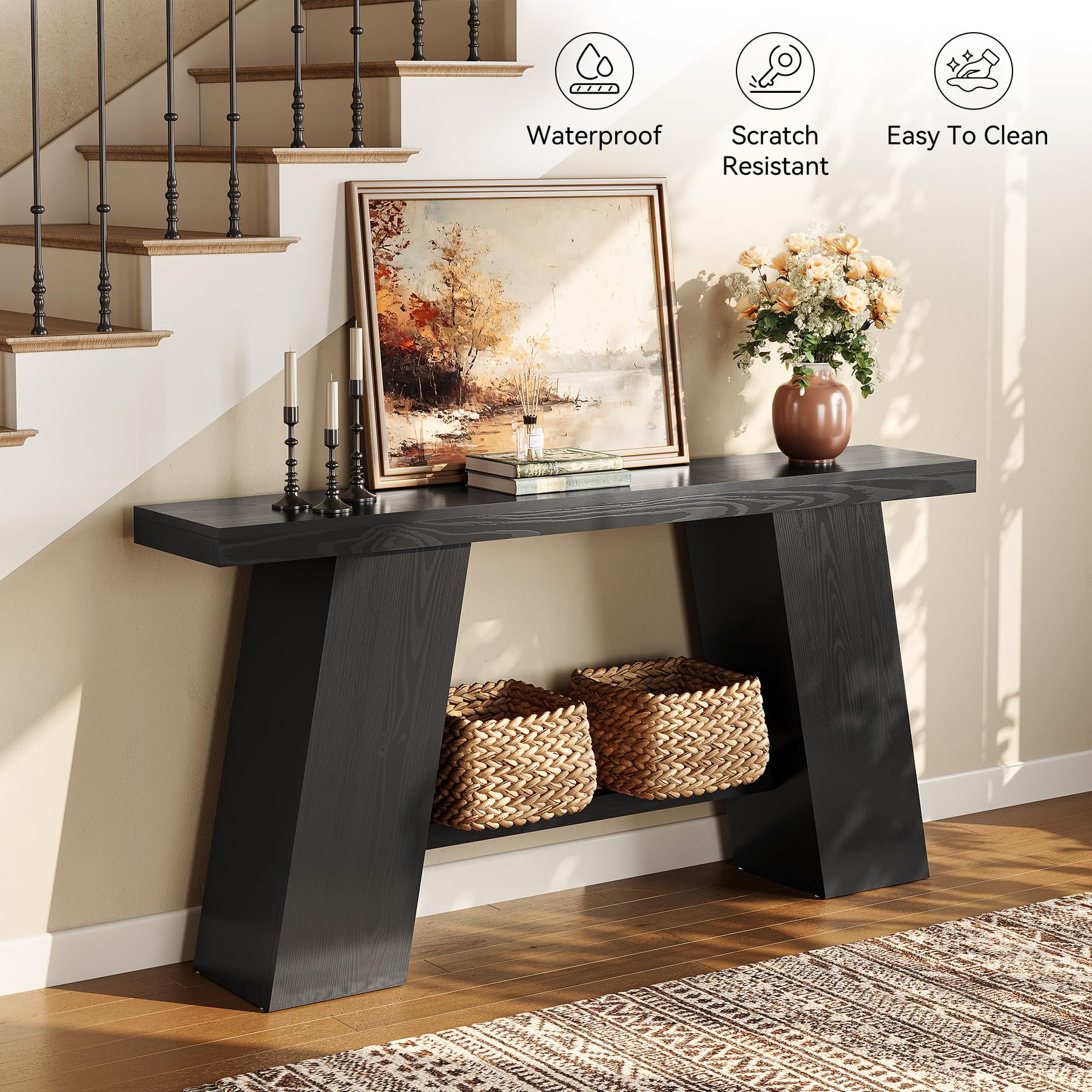 Console Table 70.8 Inch Long Black