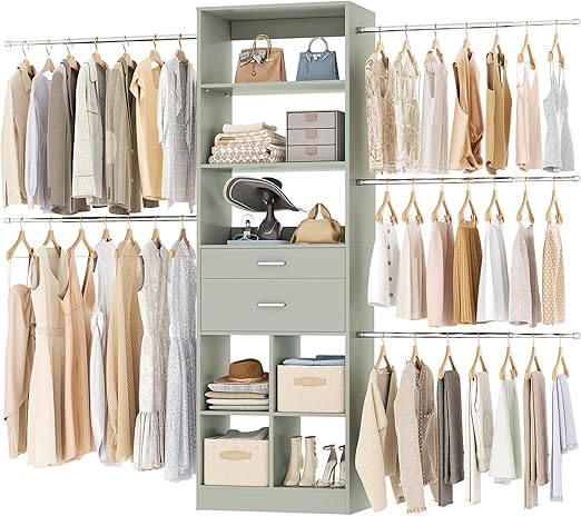 Closet Organizer System with Drawers and Shelves
