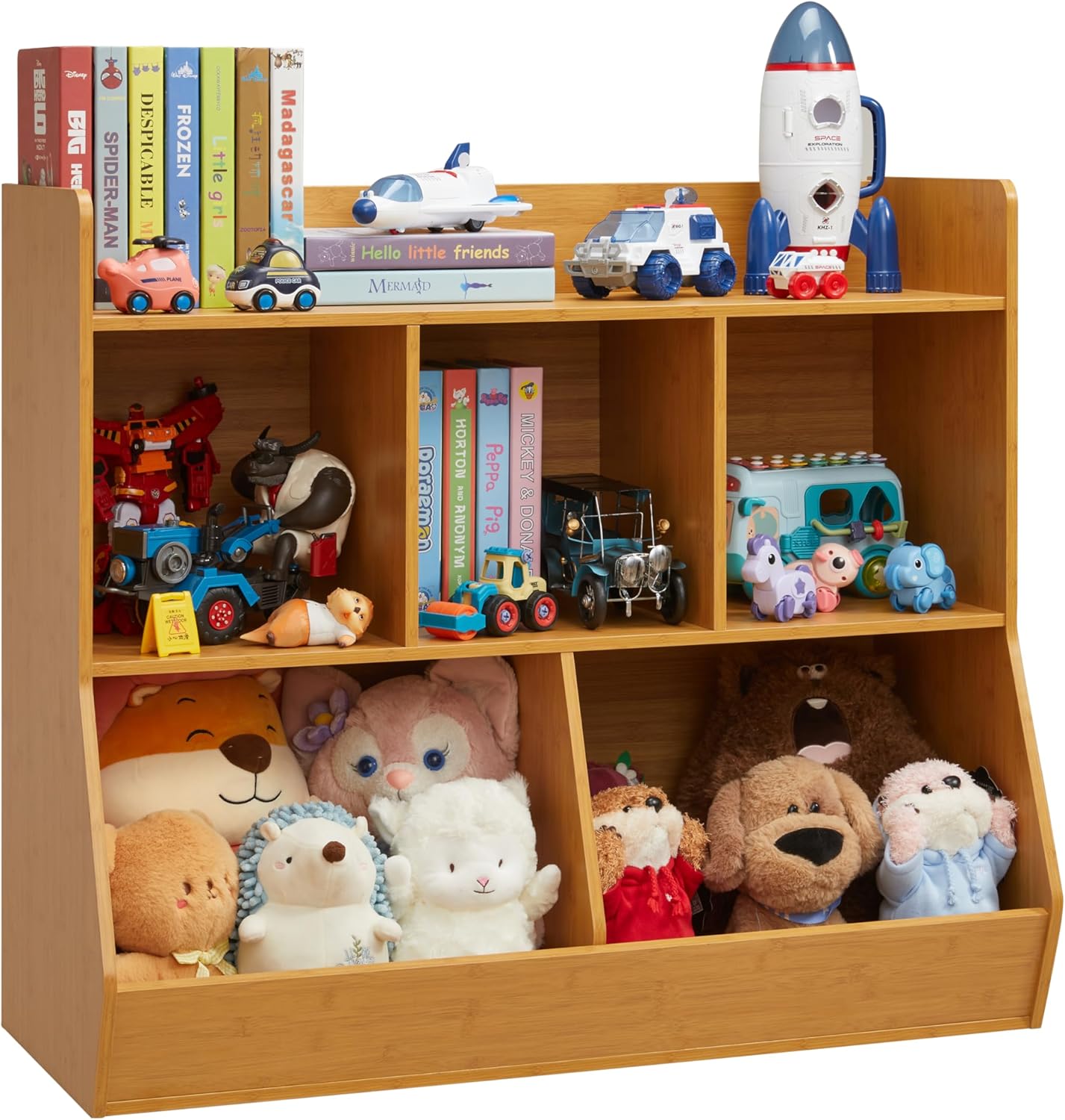 5-Cubby Toy Storage Organizer with Bookshelf