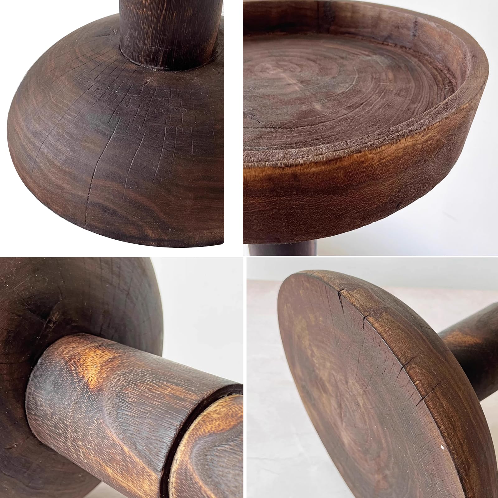 Solid Wood Side Table Live Edge Round 15 Inch