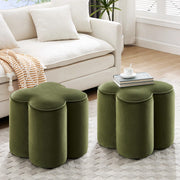 Velvet Flower Pouf Ottoman Set of 2