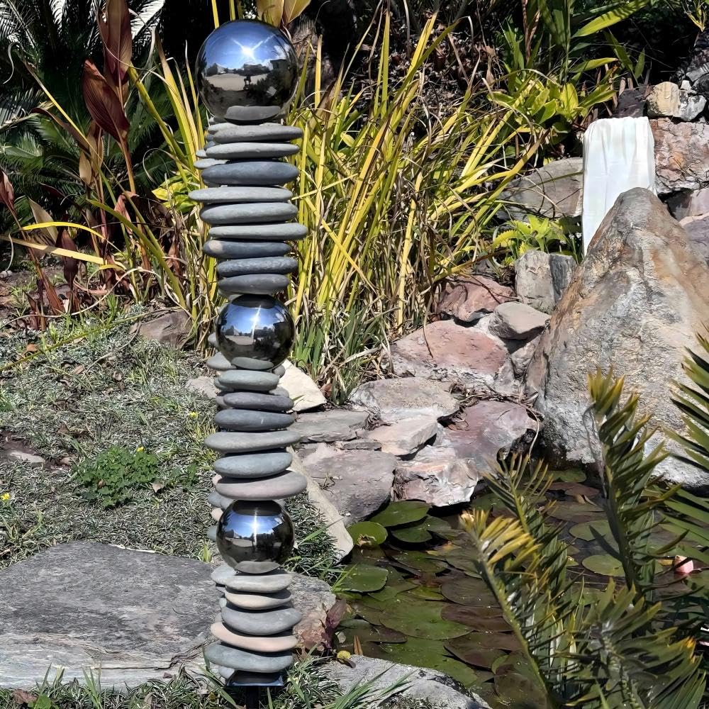 32" Stainless Steel Sphere Sculpture Garden Stake