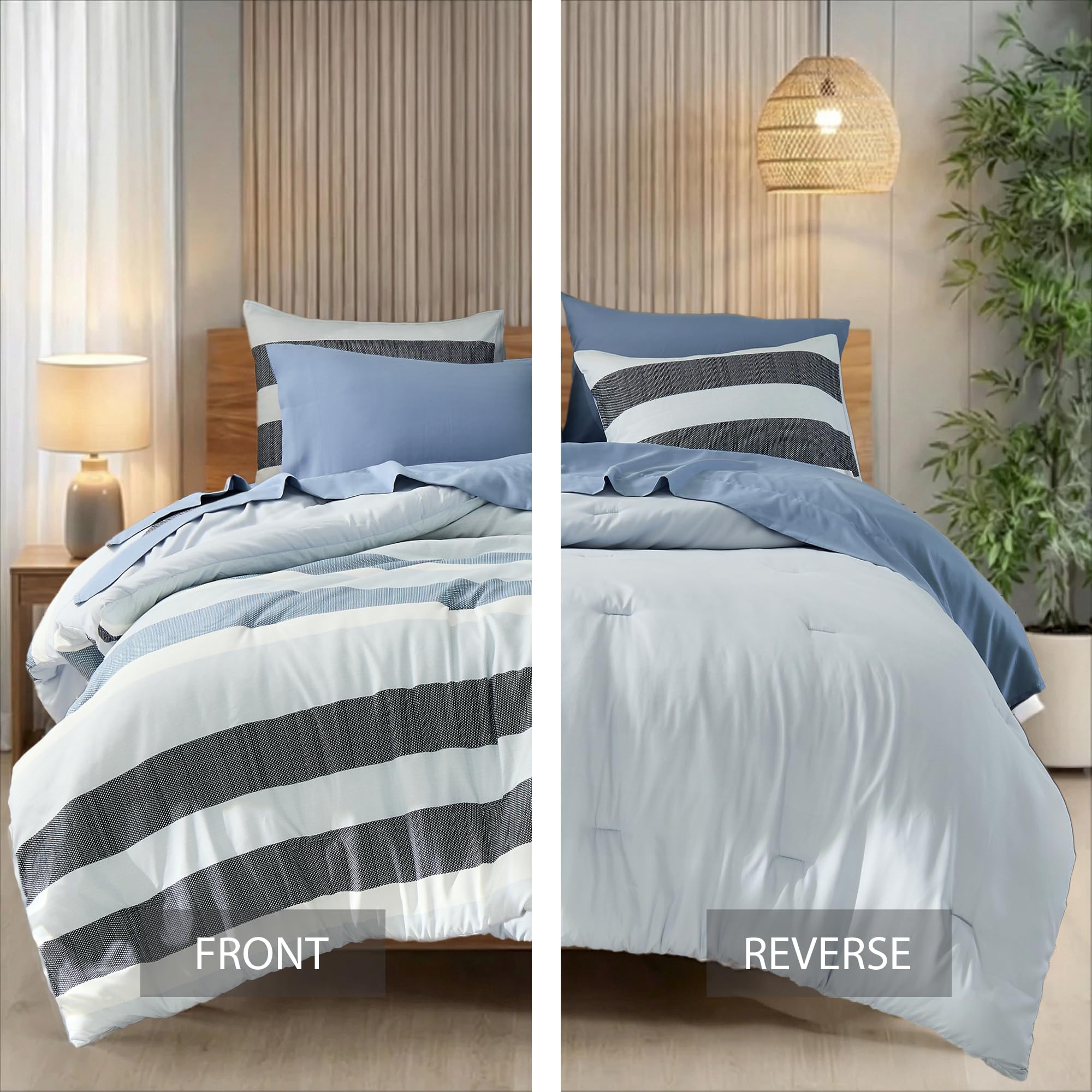 King Size Striped Comforter Set 7-Piece