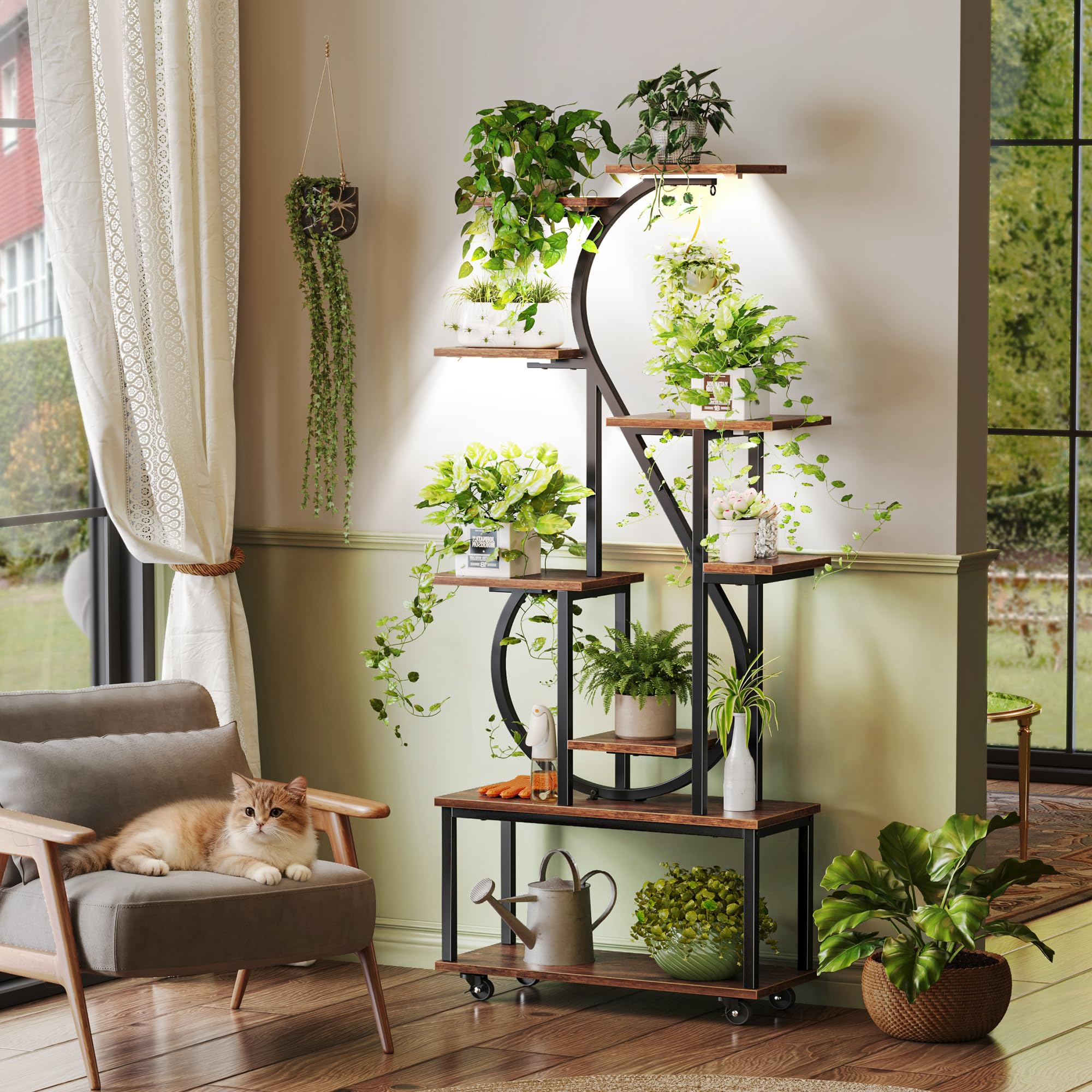 65 Inch 9-Tier Plant Stand with Grow Light