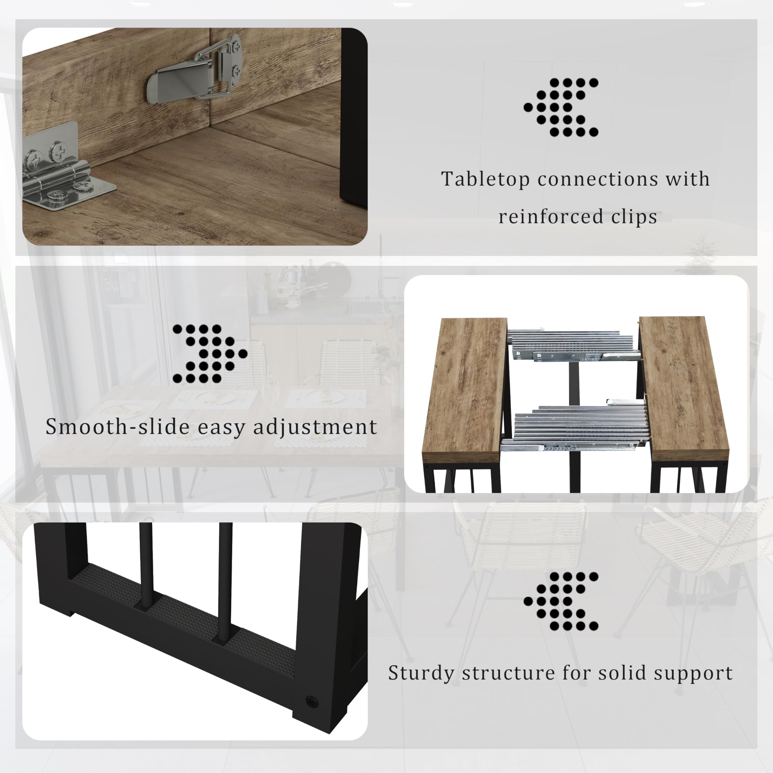 118" Extendable Dining Table for 2-10 People