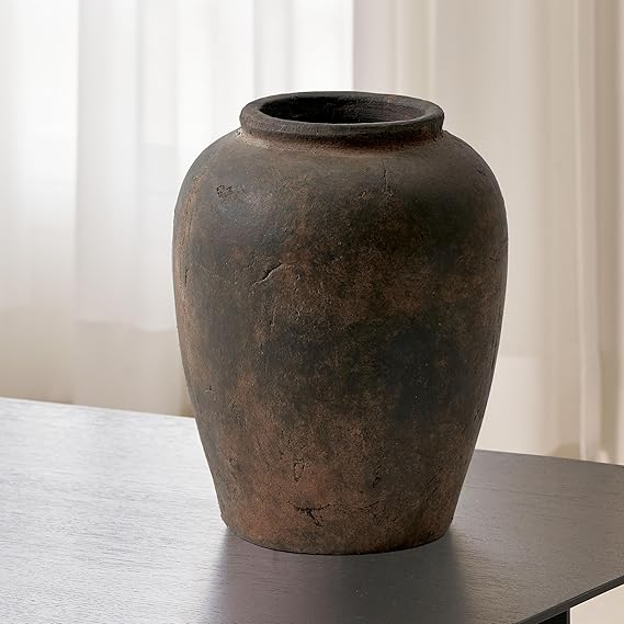 Ceramic Large Vase 11 Inch Zen Style Terra Cotta Pitcher