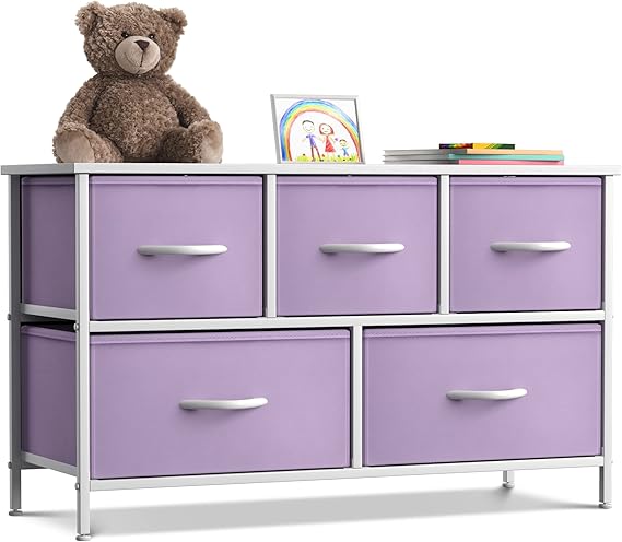 5-Drawer Storage Dresser with Fabric Bins