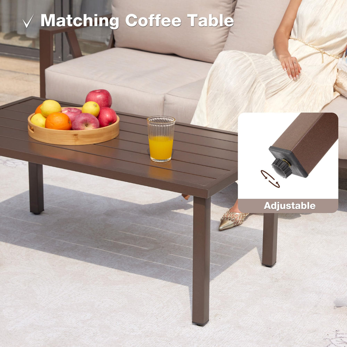 4-Piece Metal Patio Conversation Set with Coffee Table