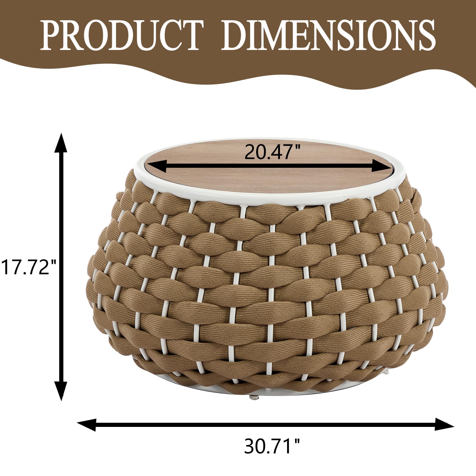 30.5 Inch Round Outdoor Side Table with Removable Lid