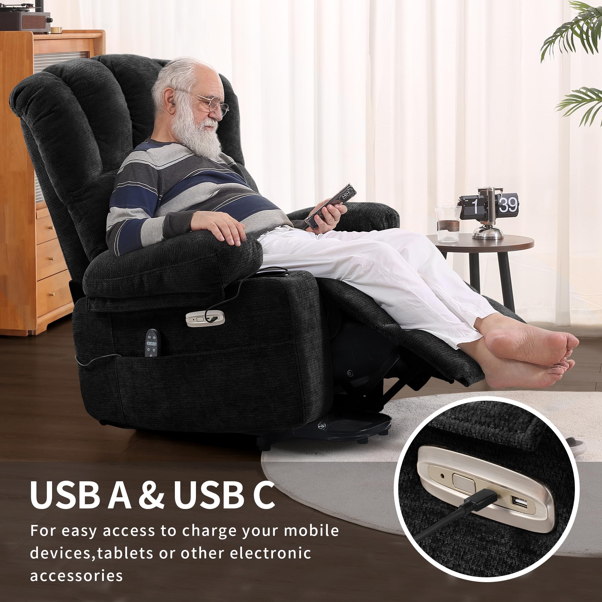 Power Lift Recliner Chair with Massage and Heat