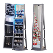 360° Rotating Full Length Mirror Jewelry Armoire with Storage