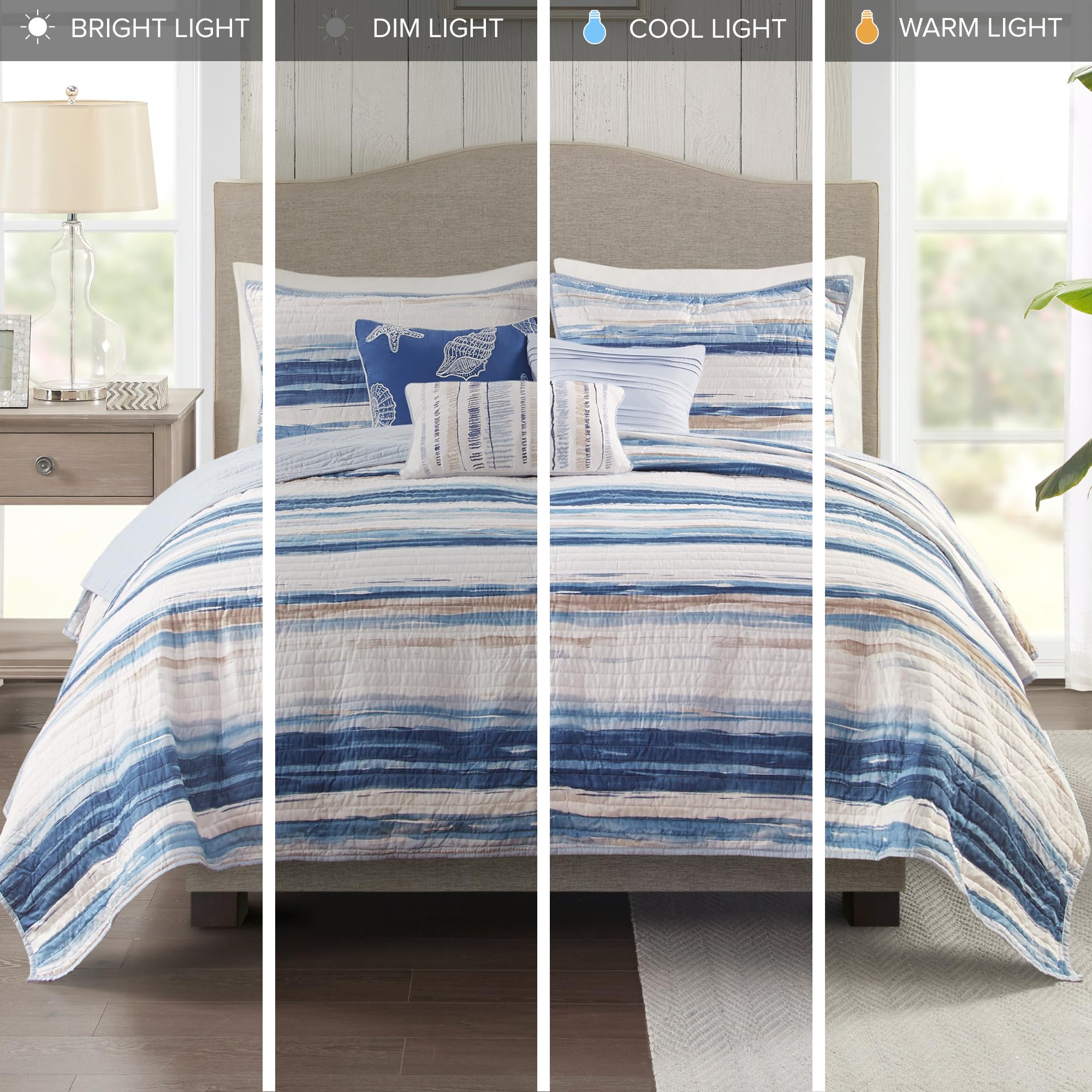 Seersucker Comforter and Coverlet Set King 8 Piece