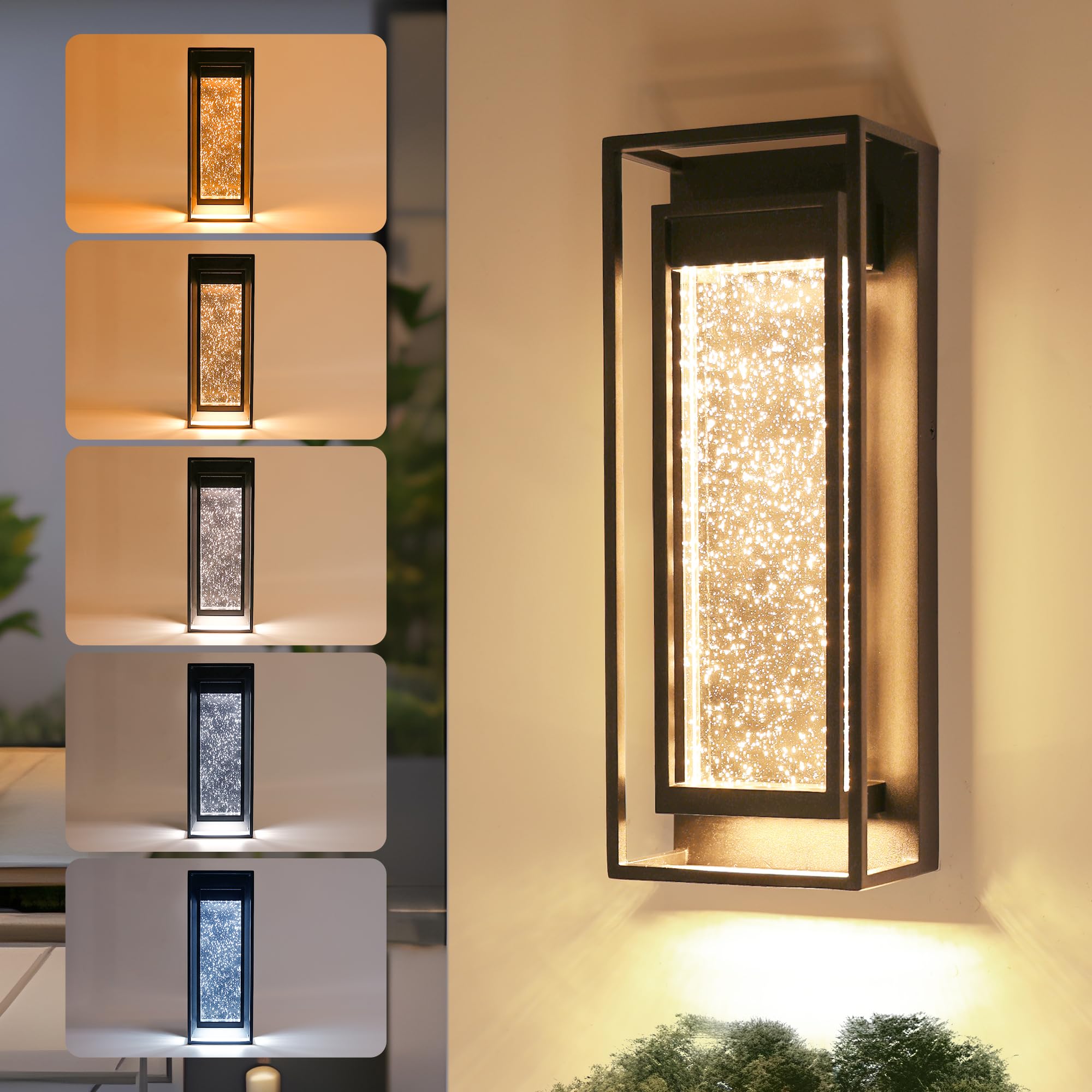 Outdoor Wall Light Fixture with Crystal Glass