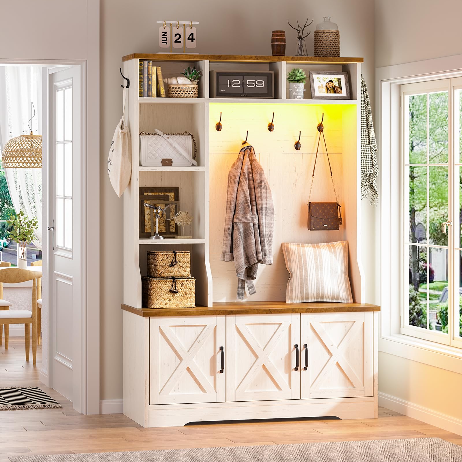 Hall Tree with Bench and Shoe Storage