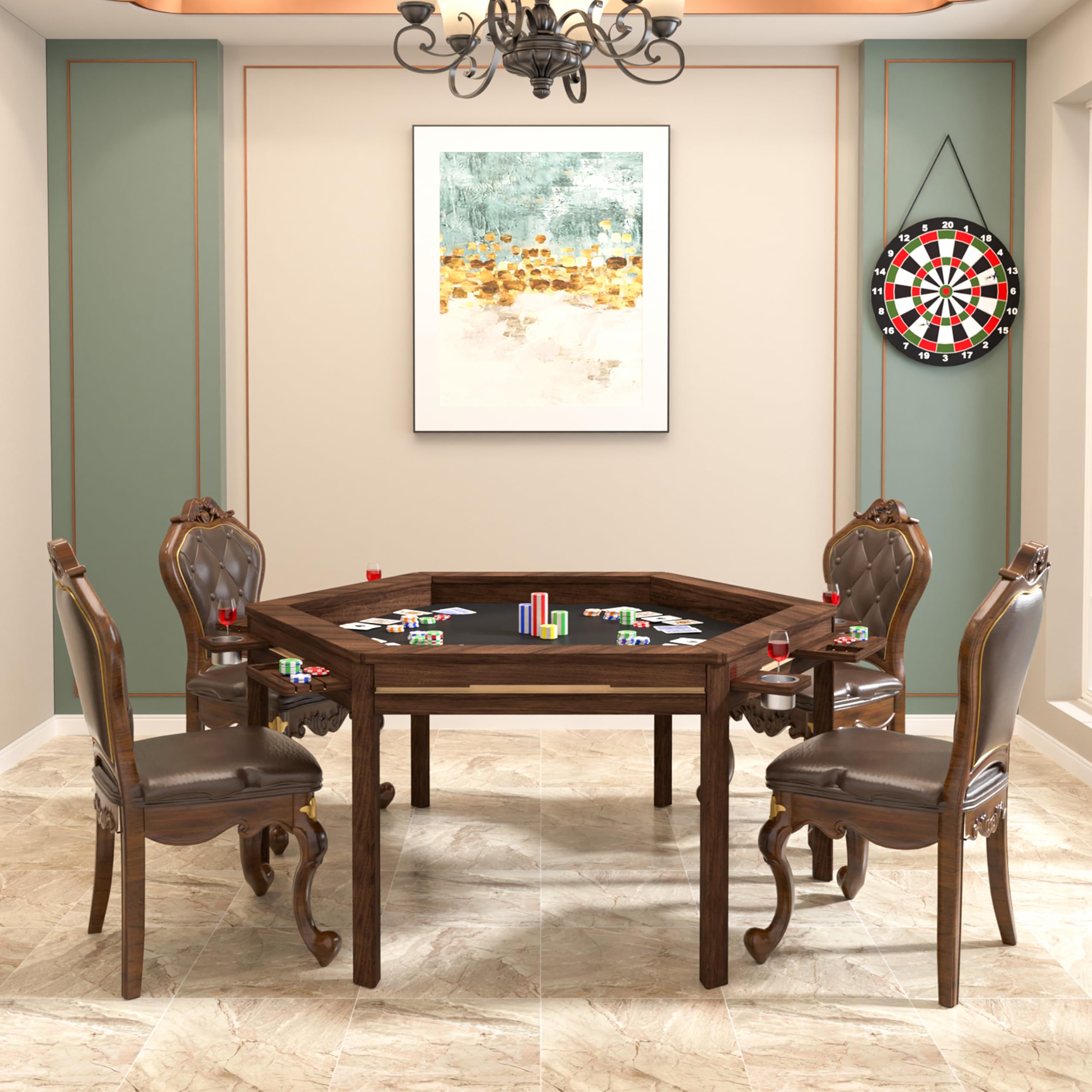 Hexagonal Gaming Table with Removable Top