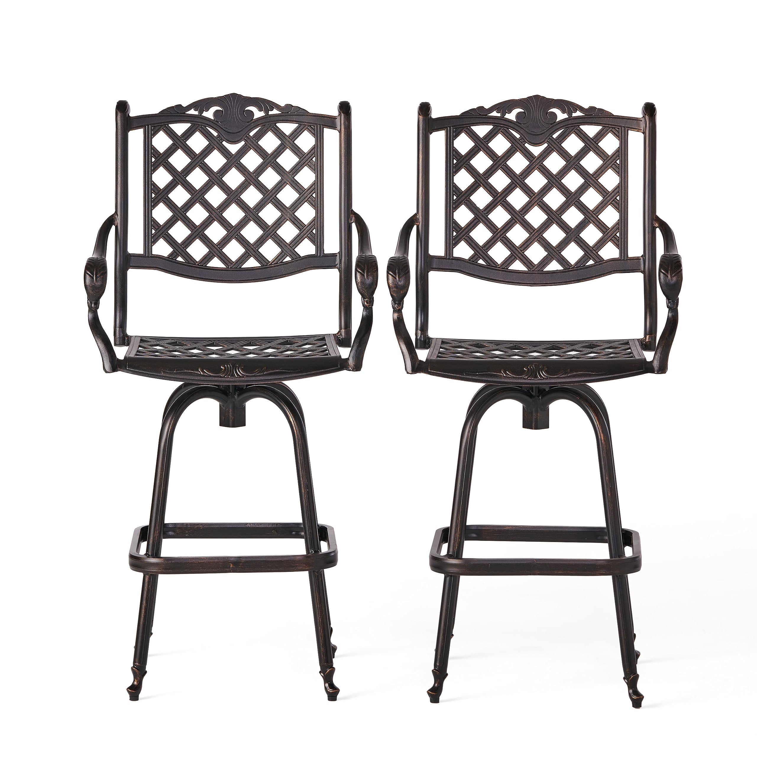 Outdoor Cast Aluminum Bar Stools Set of 2