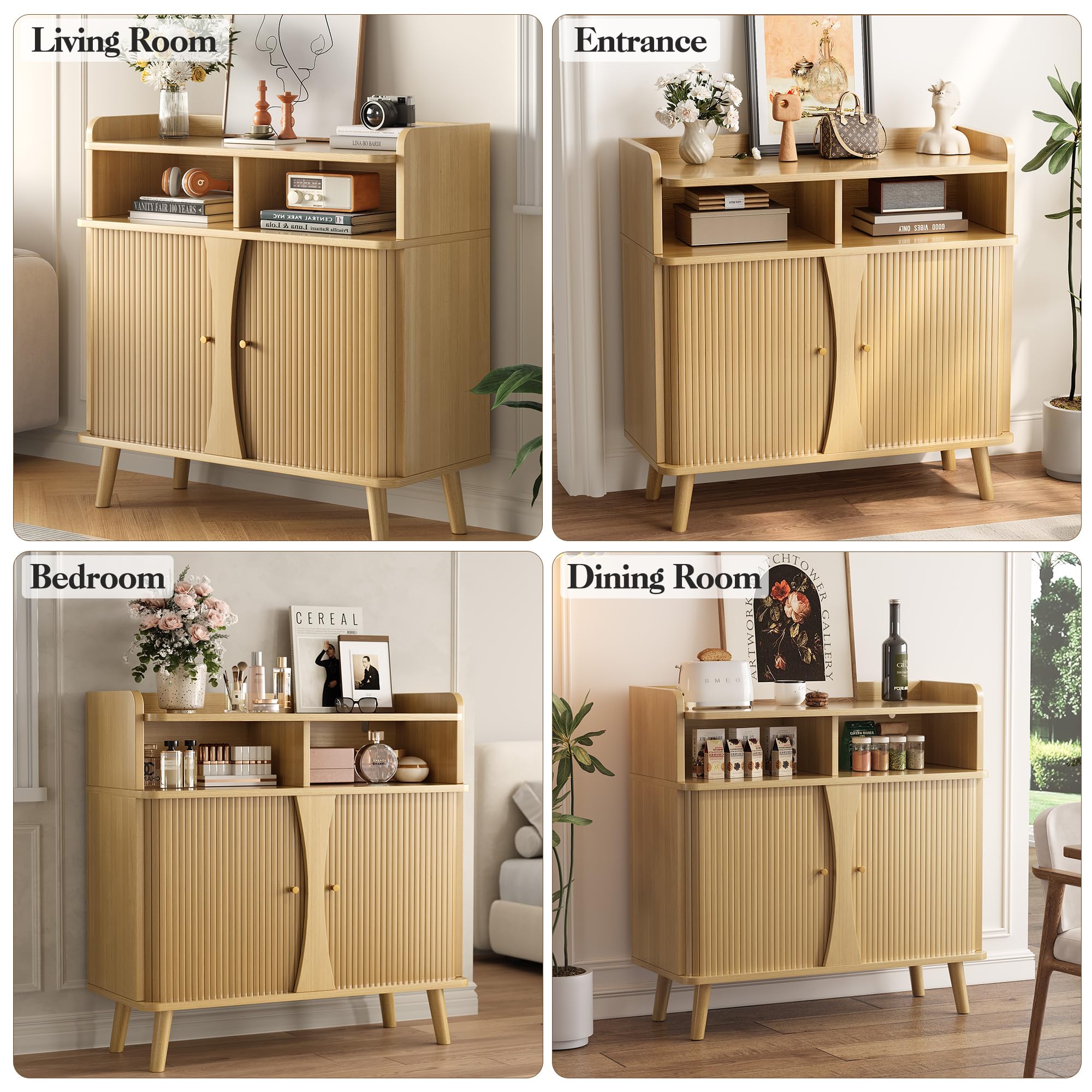 39" Buffet Sideboard Cabinet with Sliding Doors