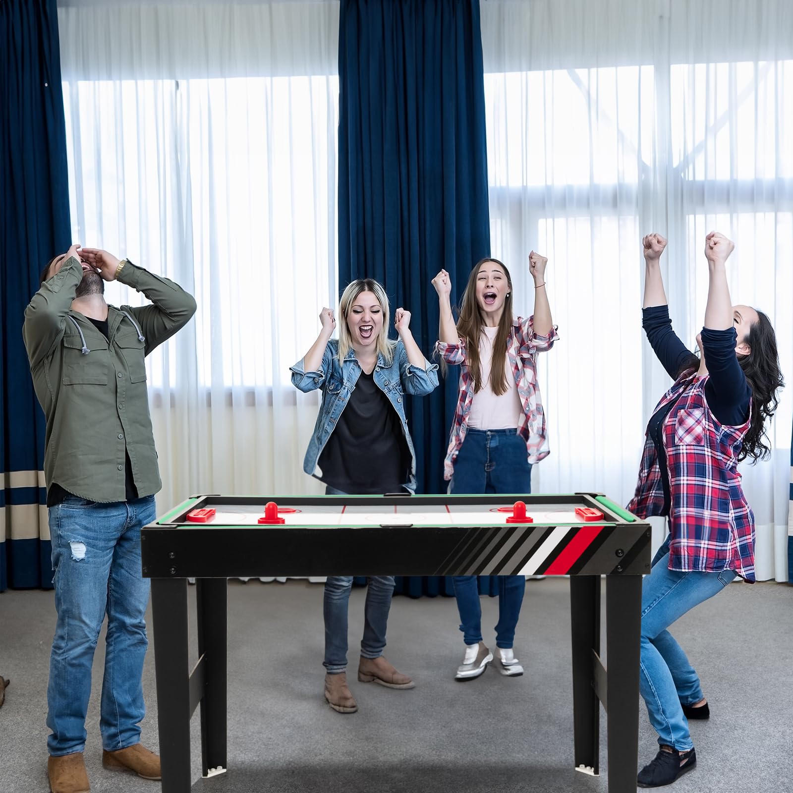 4-in-1 Multi Game Table with Foosball, Pool, Air Hockey & Table Tennis