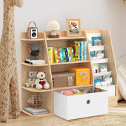 4-Tier Kids Bookshelf with Toy Storage Drawers