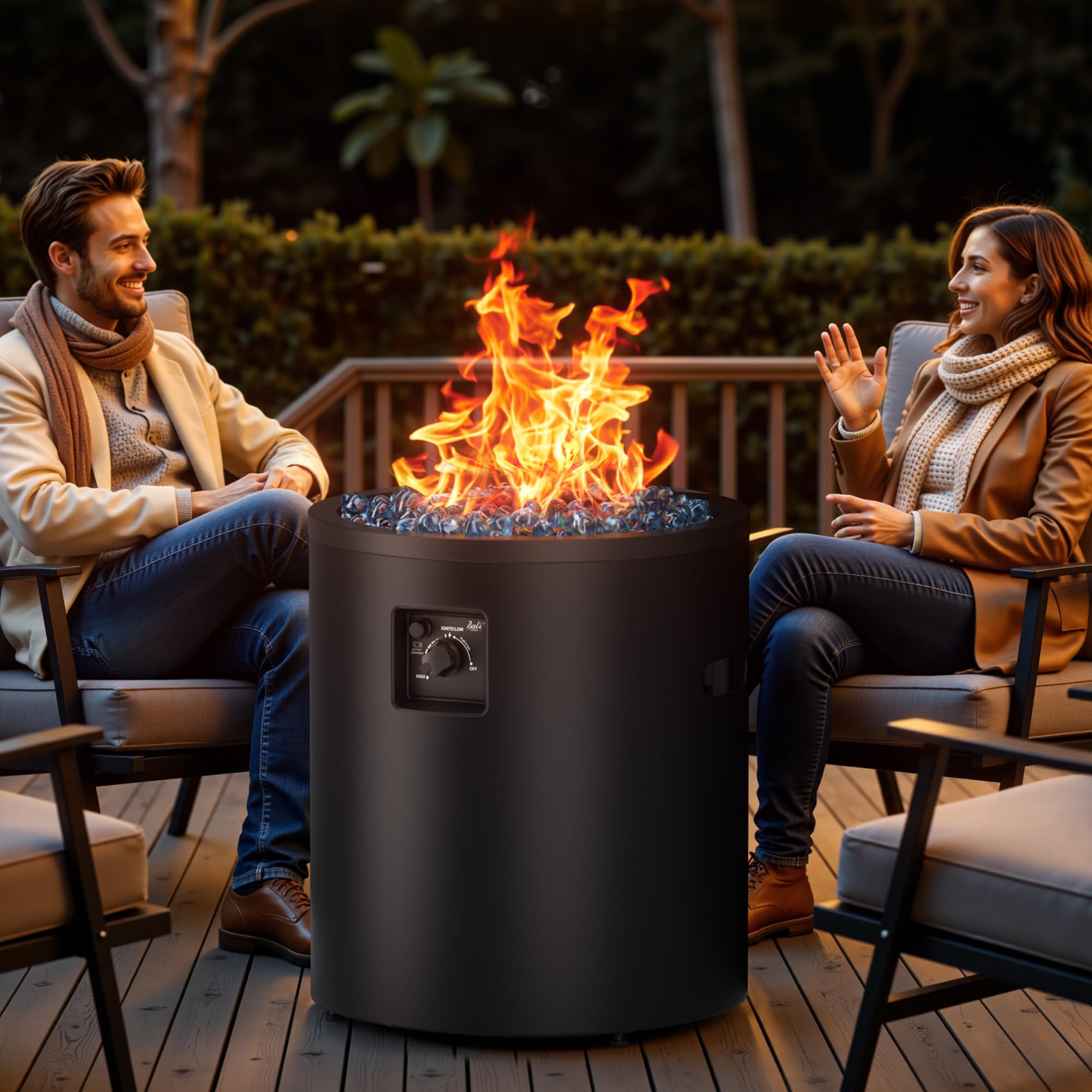 50,000 BTU Propane Fire Pit - 23 Inch Round Outdoor Fire Pit
