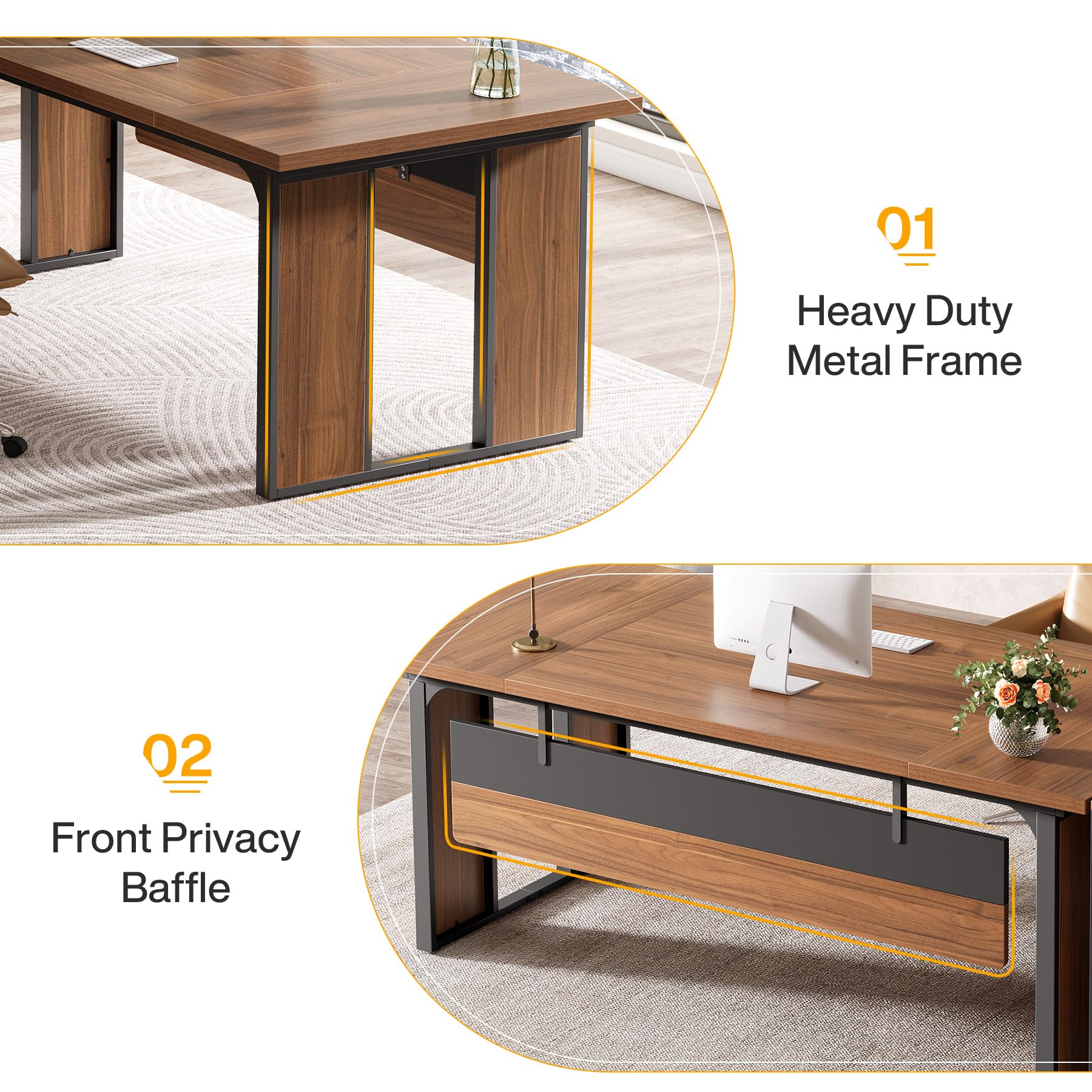 63" Executive Desk with Privacy Panel