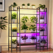 12-Tier Plant Stand with Grow Light - 55" Tall Wood & Metal Shelf with Timer
