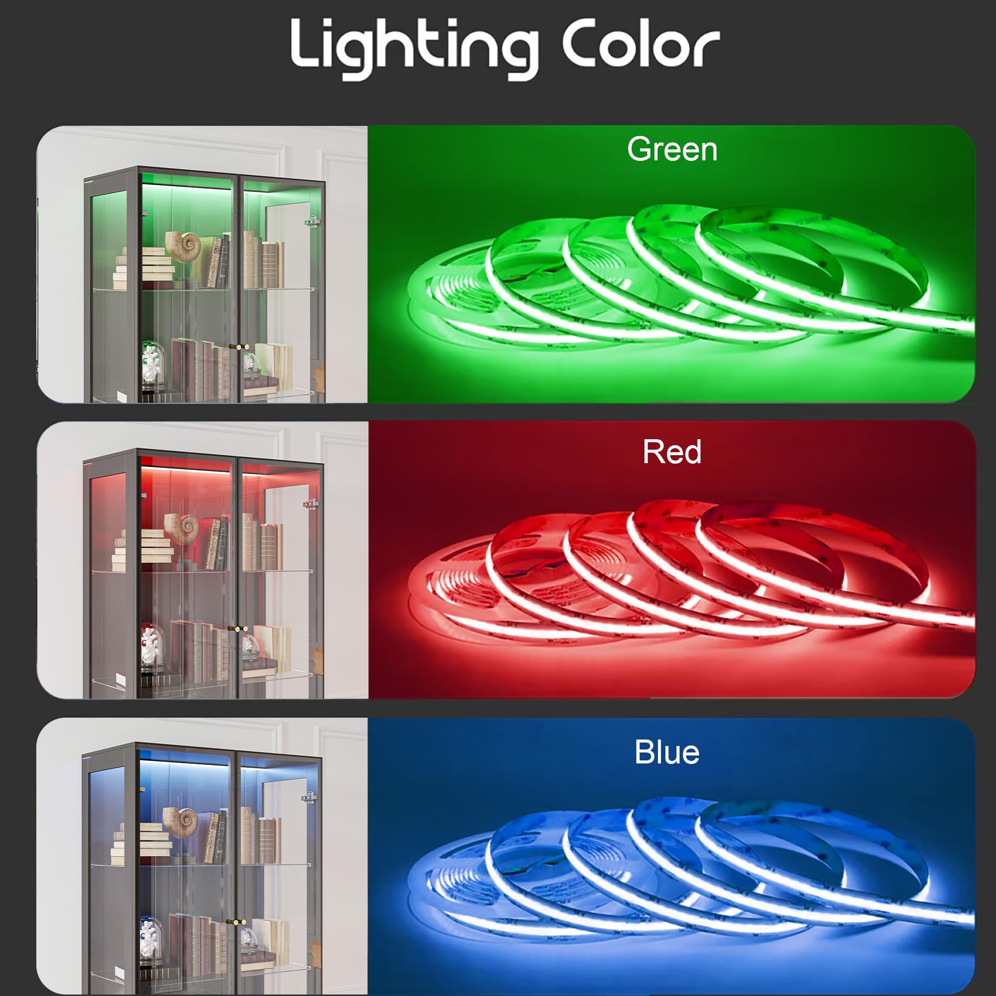 Lighted Bookcase with Drawers and Glass Doors