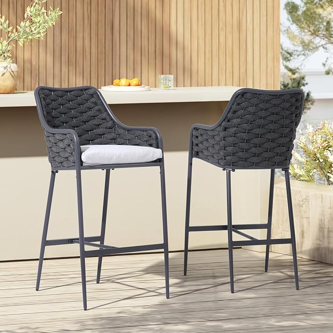 Outdoor Bar Stools Set of 2 with Cushions