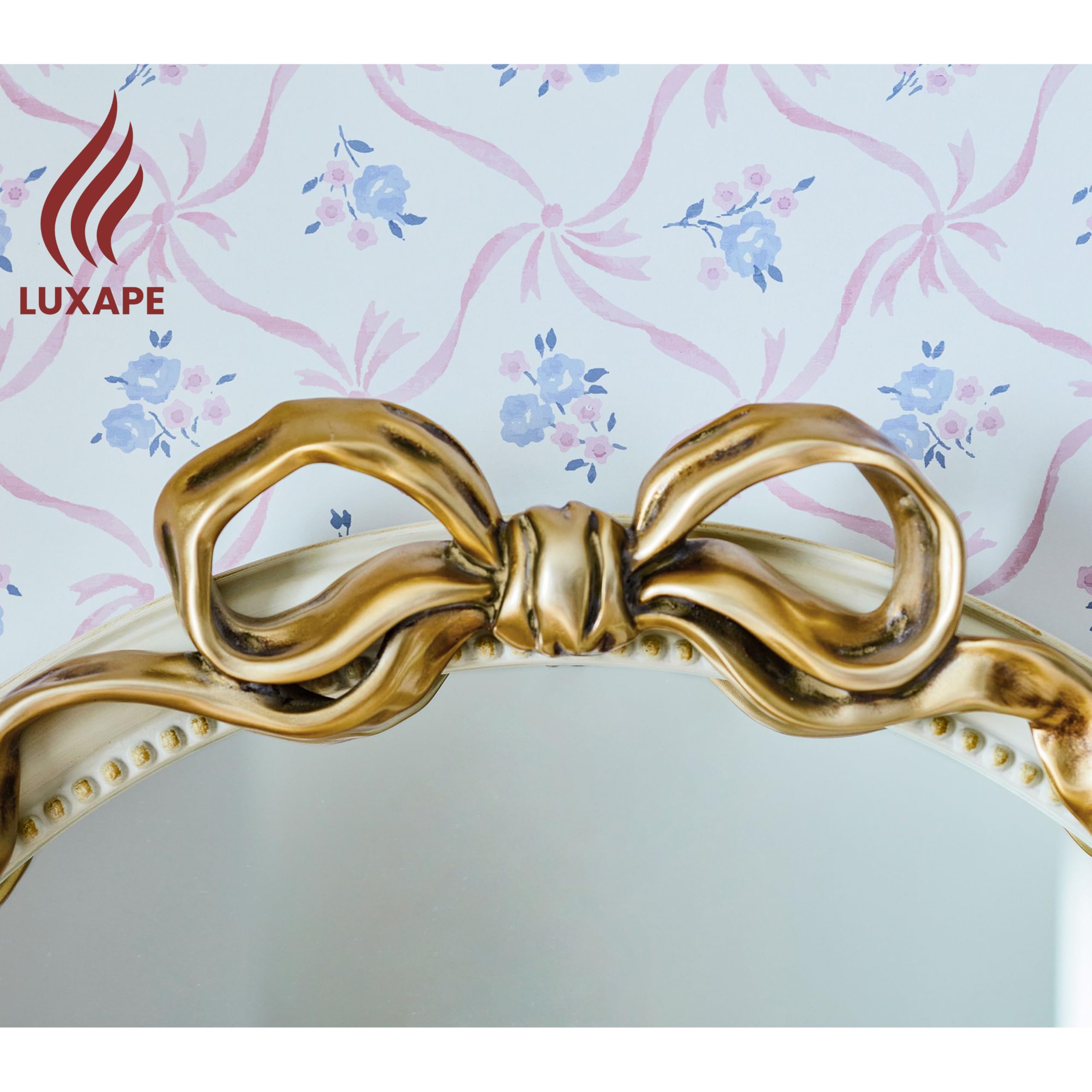 24-Inch Gold Bow Resin Mirror for Nursery