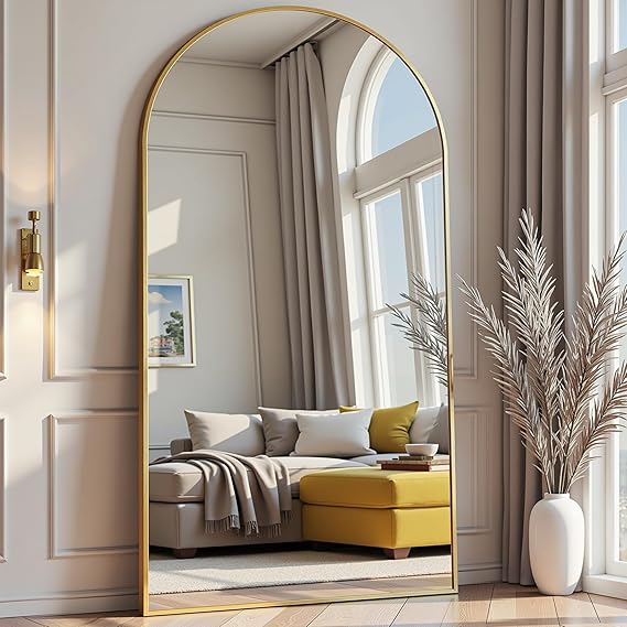 Arched Full Length Mirror 70x26 Gold Aluminum Frame